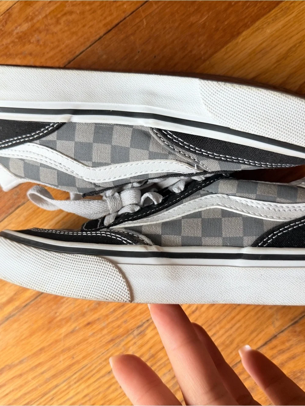 Vans Kids Gray and White Checkerboard Lace-Up Sneakers